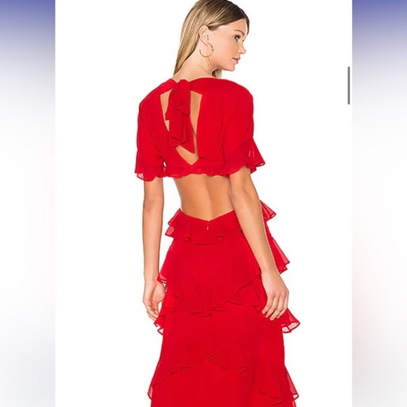 Red Marissa Maxi Ruffle Revolve x Fame & Partners! Valentine’s Day in stunner! - Picture 7 of 11